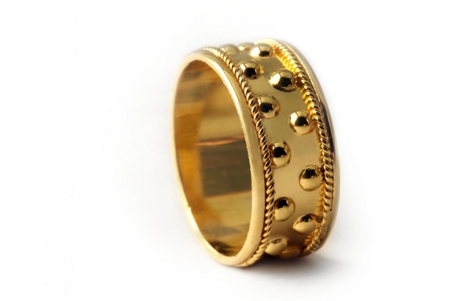 زفاف - 18k gold wedding band, Unique wedding ring, custom wedding ring for the bride, dot ring, balls ring, balls wedding ring