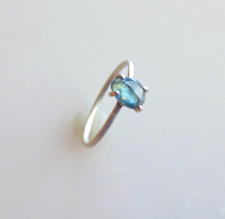 زفاف - Natural Blue Sapphire Ring, Rose Cut Green Sapphire, Alternative Stone Engagement Ring, Choose Your Own Stone, 14k Gold Ring Made To Order