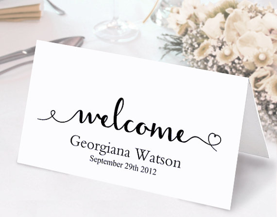 Mariage - Place Cards Wedding Place Card Template DIY Editable Printable Place Cards Elegant Place Cards Script Place Card Tented White Place Card