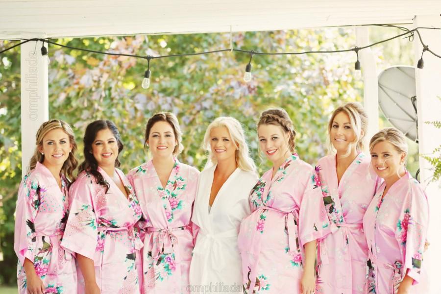 Hochzeit - SALE! Bridesmaid Gift, Bridesmaid Robe, Satin Kimono, Bridesmaids Party Robes, Bridal Shower Robe, Fast Shipping from New York