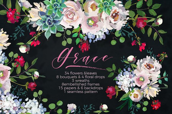 Wedding - Grace- Acrylic Floral Design Set
