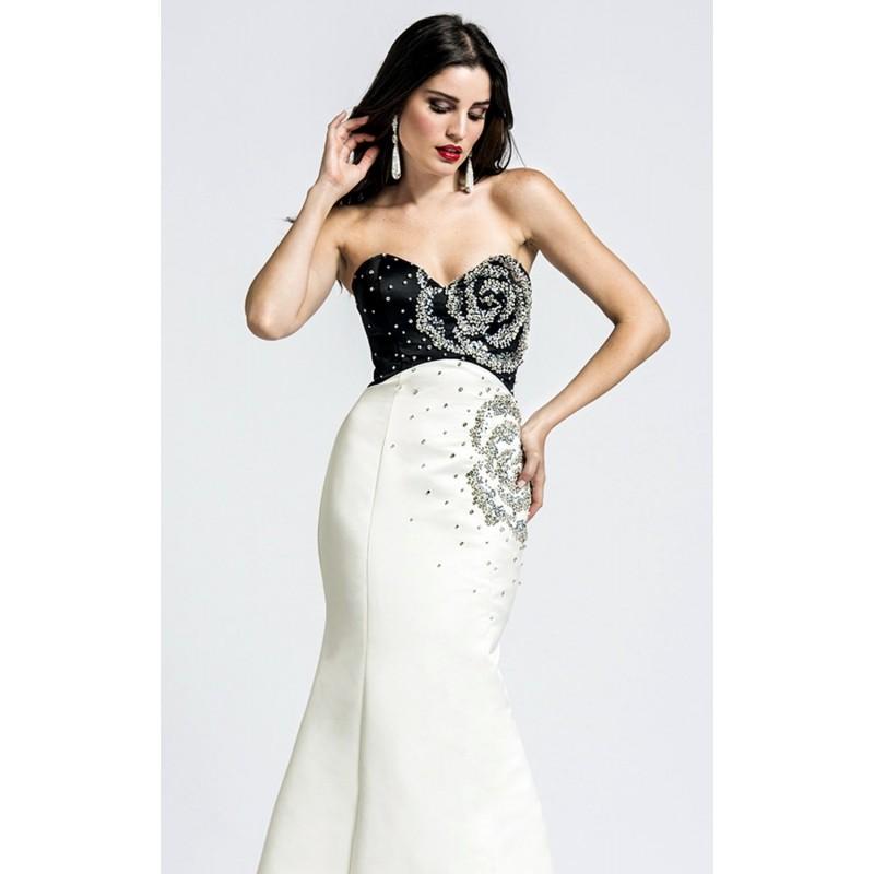 Wedding - Black/White Strapless Beaded Gown by ASHLEYlauren - Color Your Classy Wardrobe