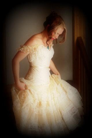 Hochzeit - Romantic Victorian Lace Wedding Dress with Corset - Bohemian Victorian Rustic Weddings