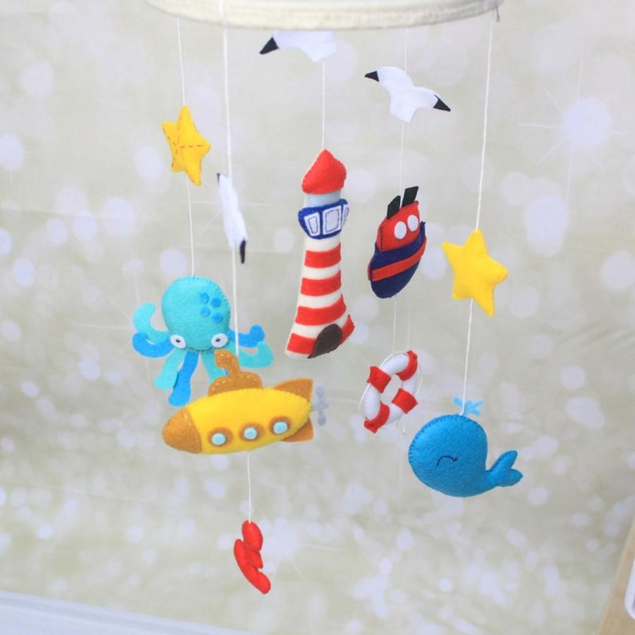 زفاف - Nautical crib mobile - baby boy crib mobile - boy nursery decor