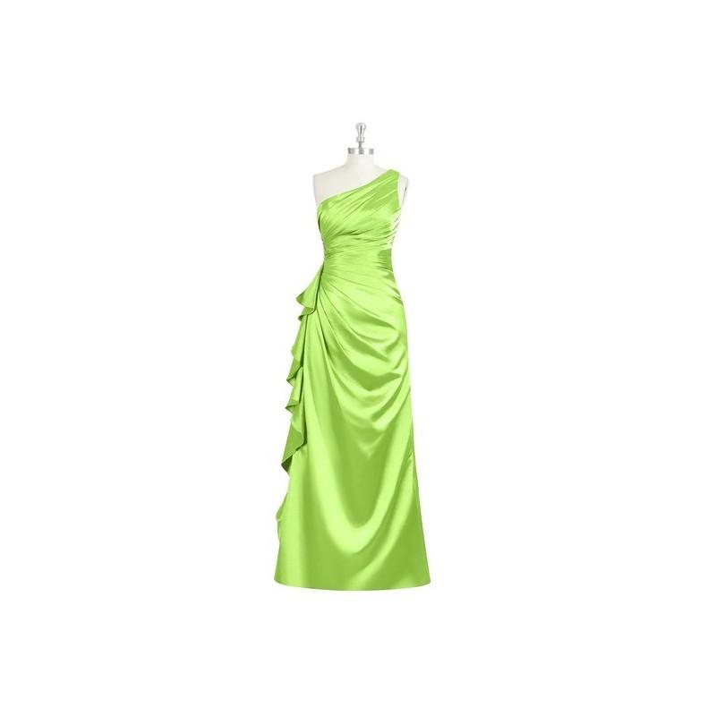 Wedding - Lime_green Azazie Kamila - One Shoulder Side Zip Charmeuse Floor Length Dress - The Various Bridesmaids Store