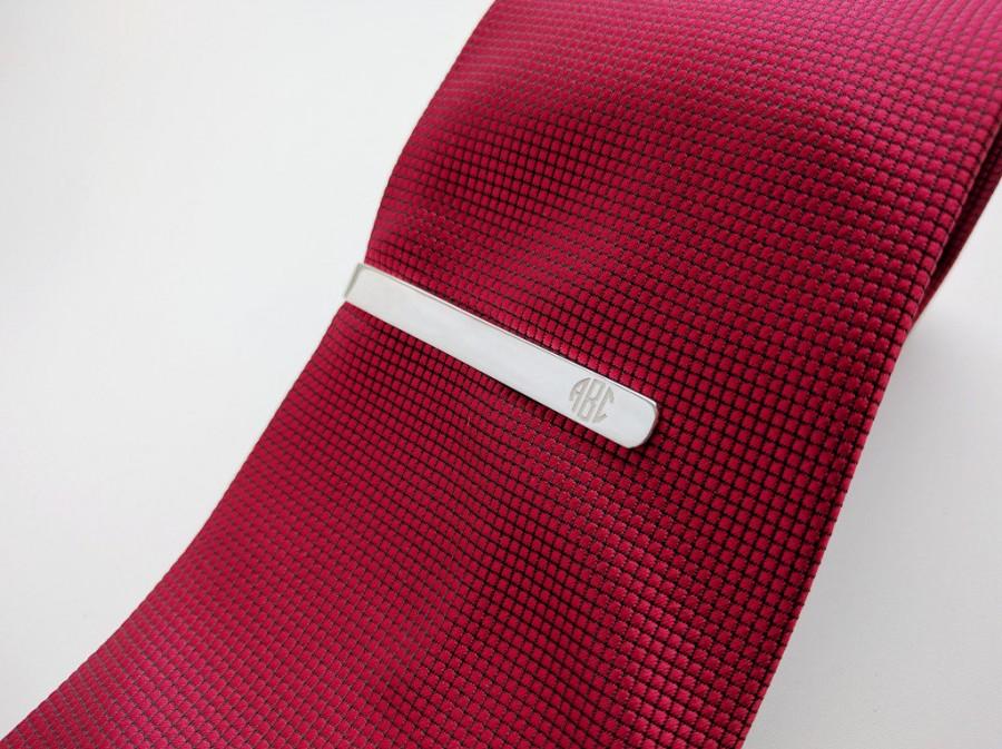 Hand Stamped Tie Clip Initials Tie Clip BlueSkyCreations Groomsmen Personalized Tie Clip Aluminum Tie Bar