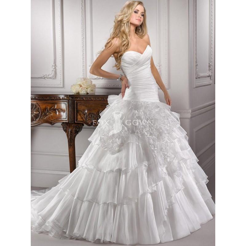 Wedding - Crystal Organza Ballkleid mit asymmetrisch geraffte Mieder weiche luftige Lagen und Falten - Festliche Kleider 