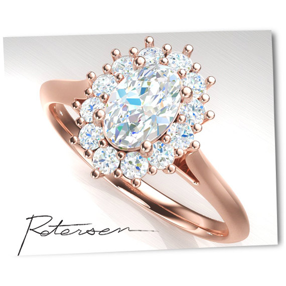 زفاف - Rose Gold Promise Ring - Unique Engagement Ring - Vintage oval Cut CZ Ring - Sterling Silver engagement Ring - Art Deco Rose Gold Ring