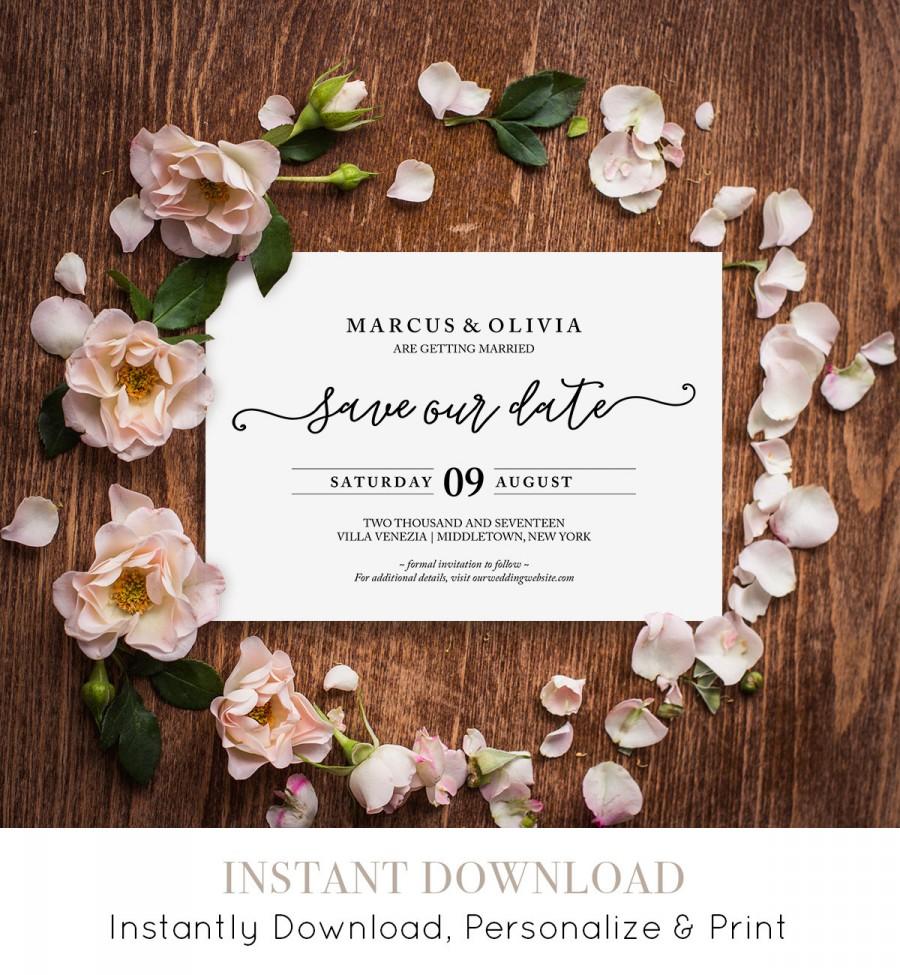 Свадьба - Save Our Date Wedding Template, Save the Date Printable, Editable File, Instant Download, Wedding Date Card, Digital PDF Template #030-201SD