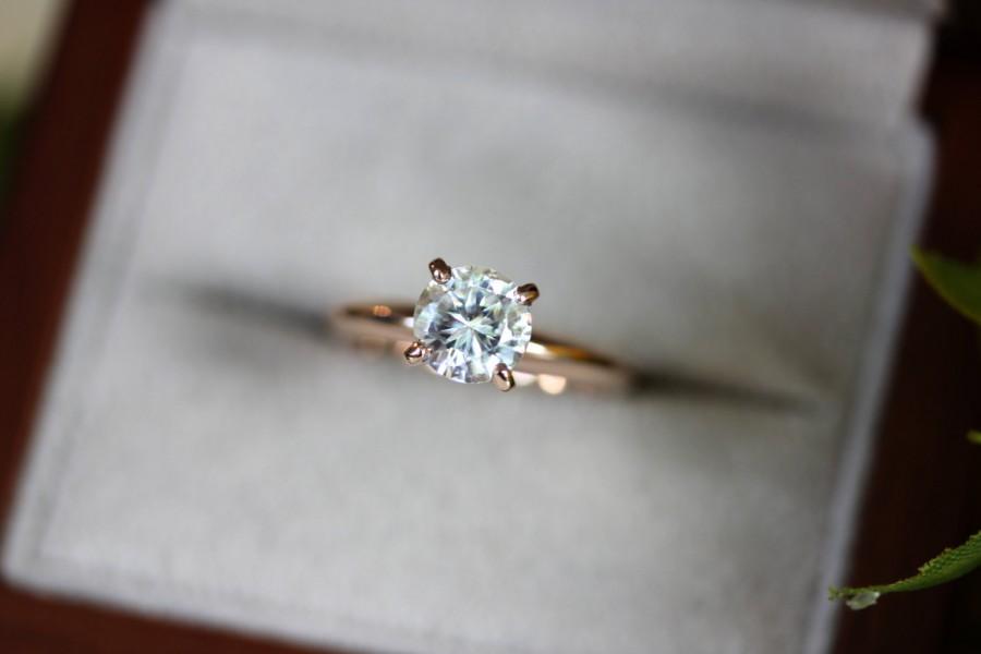 زفاف - 6.5mm Moissanite Solitaire Engagement Ring, 14K Rose Gold,Moissanite engagement ring