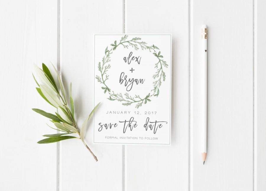 Wedding - Save the Date Template,Save the Date Printable, Greenery Save the Date Printable,Green Save the Date Template, Green Save the Date Printable