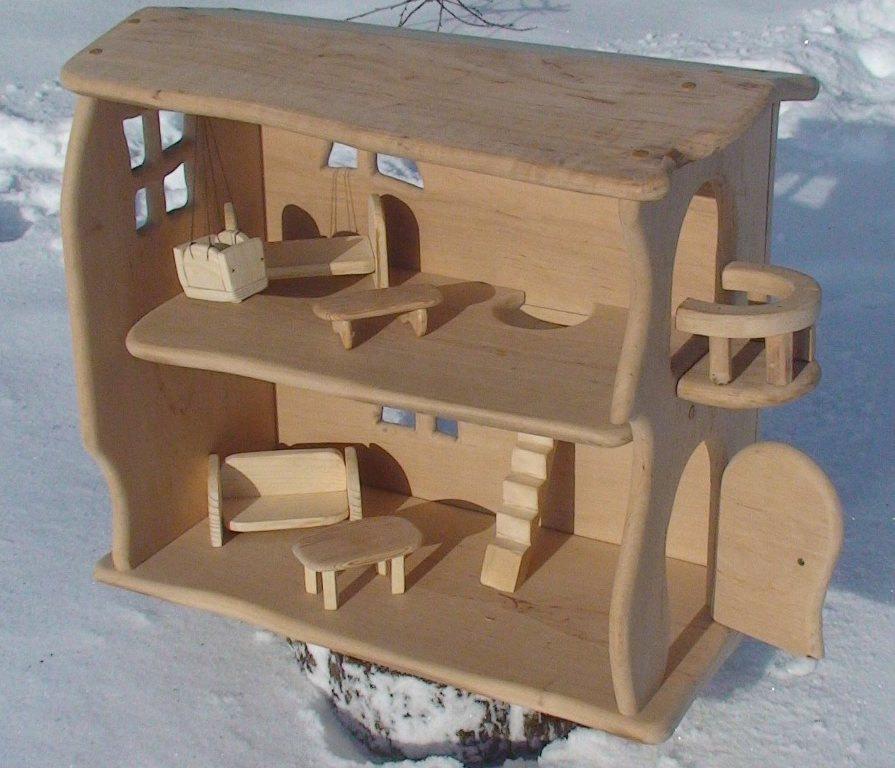 homemade wooden dollhouse