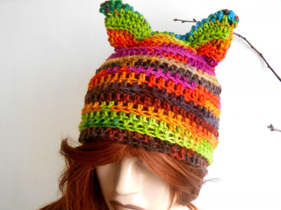 Свадьба - Animal Hats, Hand Knitted Cat Hats, Women Cat Hats, Knitted Cat Hats, Crochet Cat Hats, Handcraft Cat Hats, Cat Hats, Cat Knitted Hats