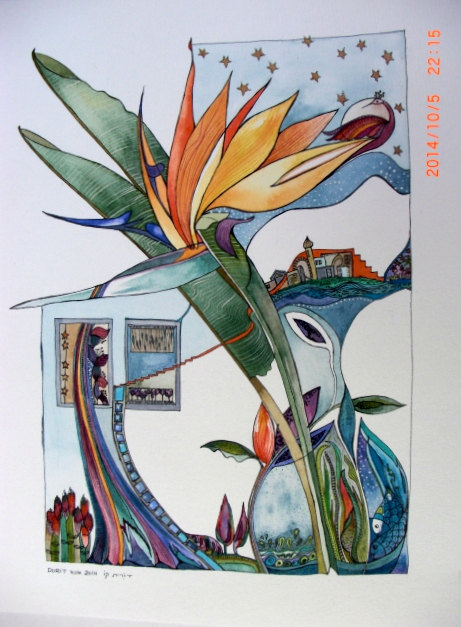 زفاف - Bird of Paradise Flower- PAINTING ORIGINAL WATERCOLOR painting original watercolor watercolour Original art ooak Crane Flower Paradise