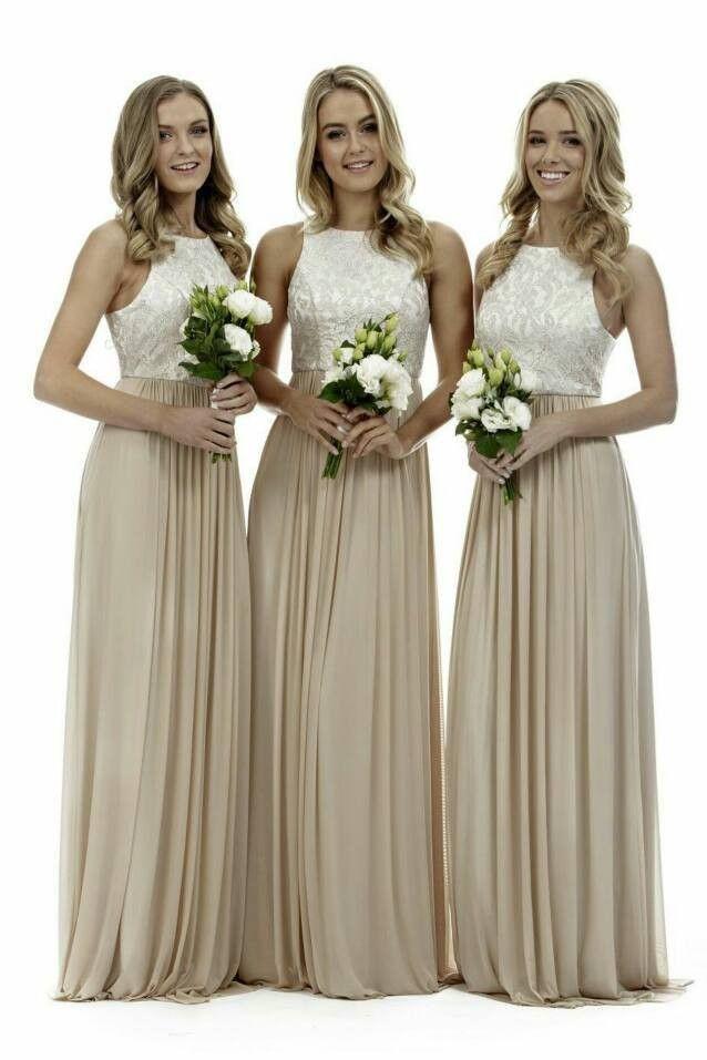 Hochzeit - Champagne Long Bridesmaid Dress