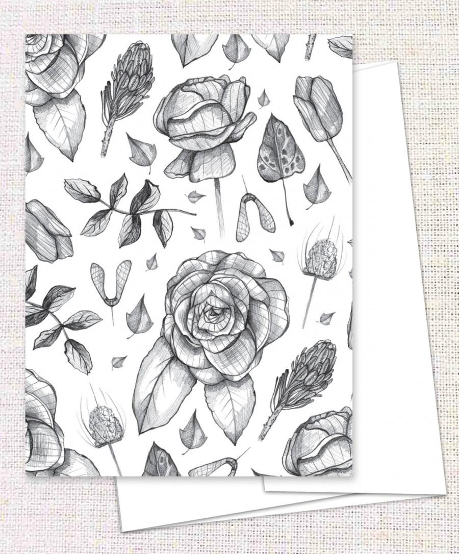 Hochzeit - All Seasons Floral Greeting Card - Blank Inside!