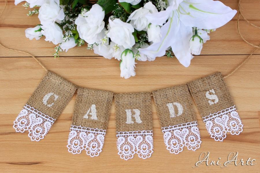 Wedding - Wedding Cards Banner Burlap Bunting Rustic Wedding banner for Card Box Cards sign Burlap banner Cards Bunting Burlap and Lace