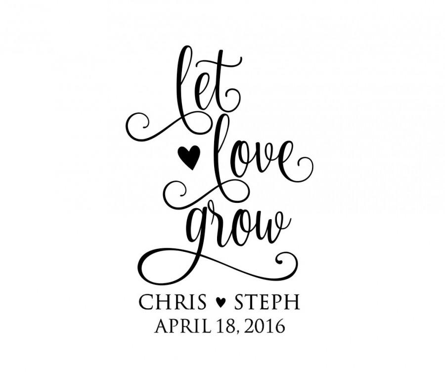 Wedding - Personalized Handle Mounted wedding rubber stamps Let Love Grow W49