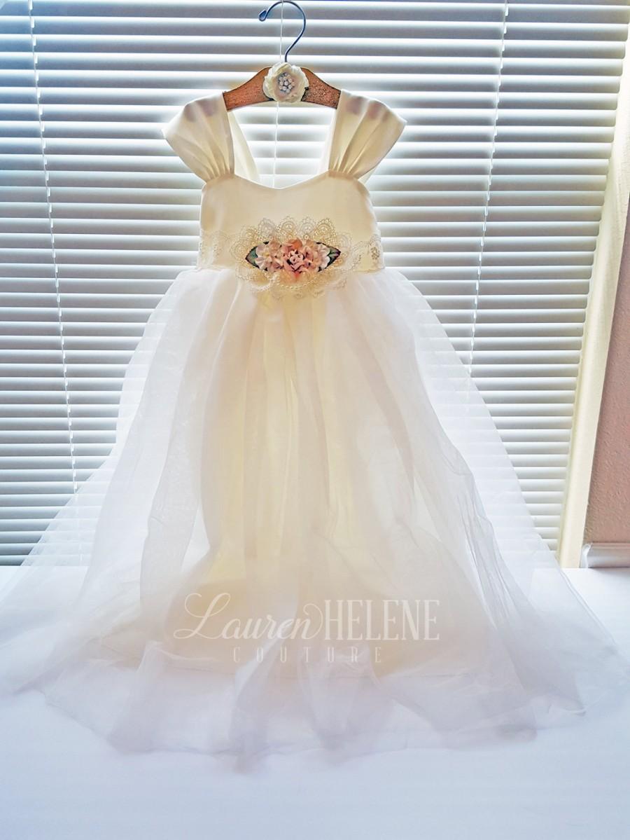 Wedding - Ivory Floor Length Flower Girl Dress - Hopeless Romantic Flower Girl Dress - Ivory Flower Girl Dresses