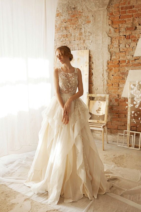 Hochzeit - Bridal Separates, Lace Tank Top, Silk Tank Top, Backless Wedding Dress, Formal Clothing, Sexy Top, Bridal Clothing, Personalized Bride Top