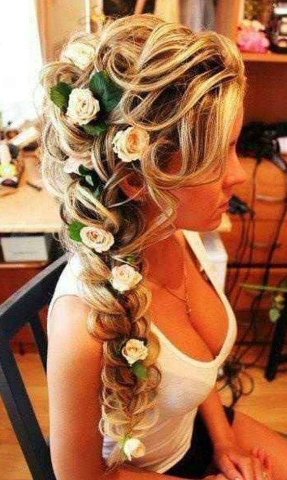 زفاف - Romantic Braided Wedding Hairstyles With Beautiful Flowers