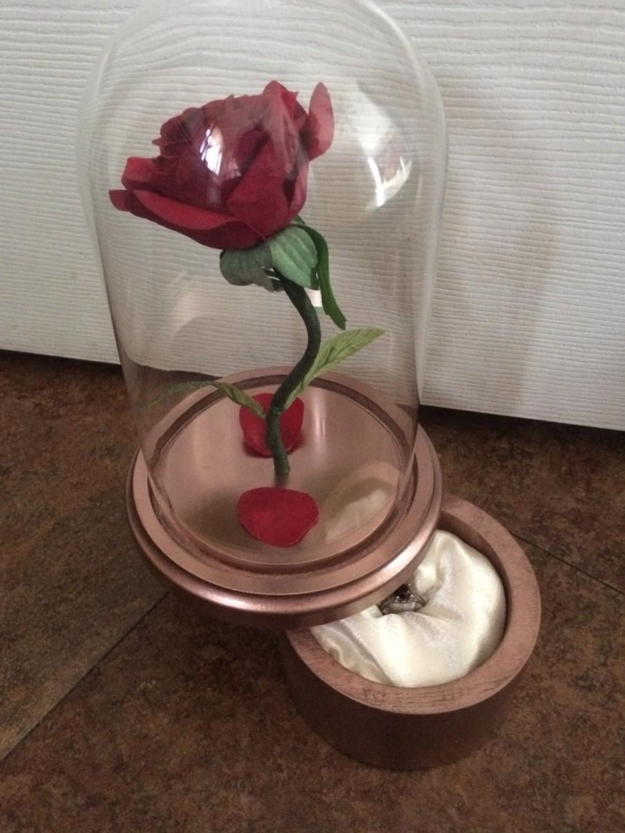 Mariage - Stunning Beauty and the Beast swivel top ring box proposal prop Valentine's Day gift