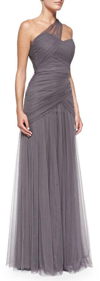 Mariage - One-Shoulder Draped Tulle Gown