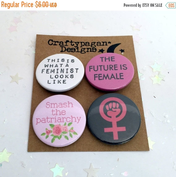 Hochzeit - Feminist Pin Badges Gift Set/ Feminist Button Badge Pack of 4/ Girl Gang Gifts/ This is What A Feminist Looks Like/ Feminist Gift Set/