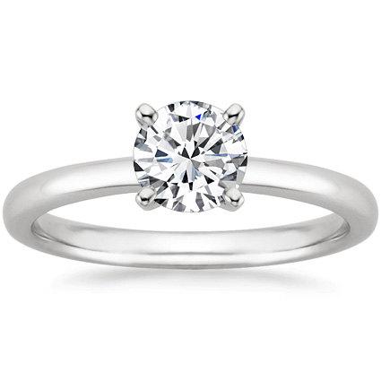 زفاف - Solitaire Engagement Ring 14k White Gold With A 7MM Round Natural White Sapphire