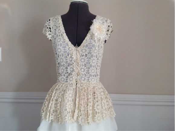 زفاف - Free Shipping Upcycled reclaimed prom wedding dress bridal gown Bohemia fairy off  white repurposed women's 2 piece bridal gown Desert Rose