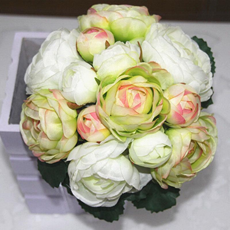 Wedding - 1pc Peony Rose Bouquet Posy Artificial Silk Flowers Wedding Bridal Party Home Floral Decoration 23cm
