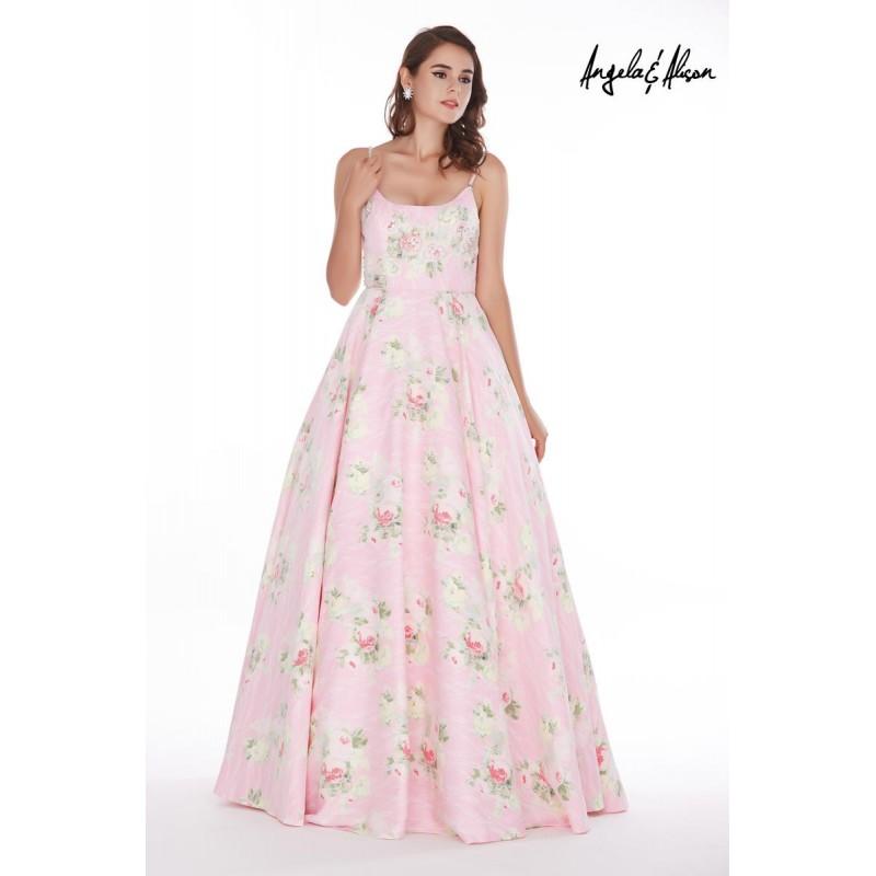 Wedding - Angela and Alison Long Prom 61007 Light Pink/Floral,Baby Blue/Floral Dress - The Unique Prom Store