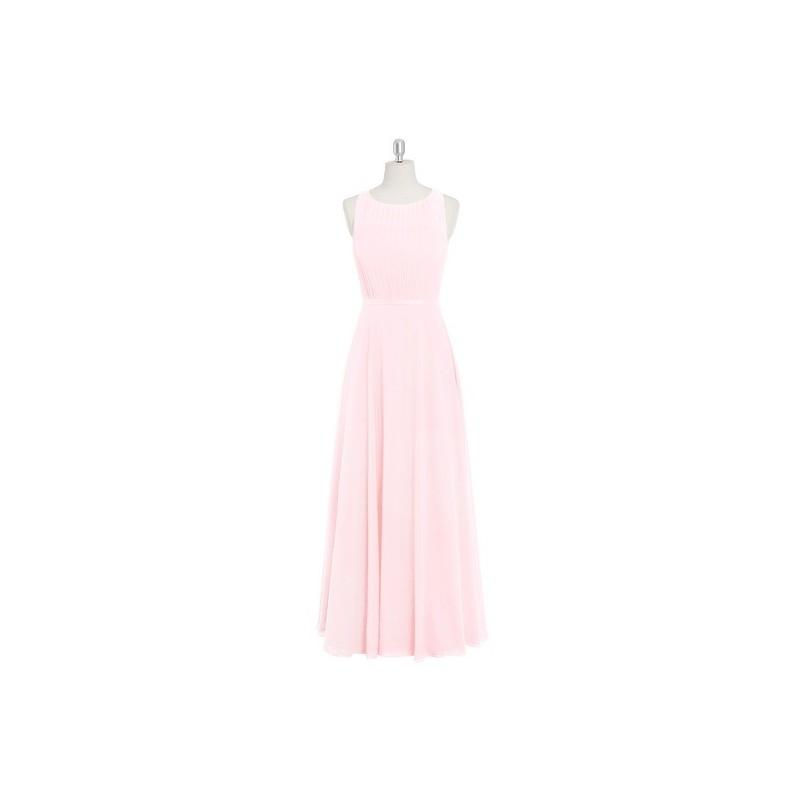 Hochzeit - Blushing_pink Azazie Avery - Illusion Floor Length Chiffon And Satin Scoop Dress - The Various Bridesmaids Store