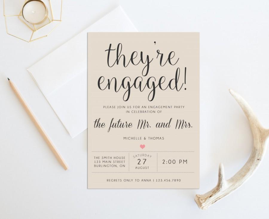 Wedding - Printable Engagement Party Invitation, Rustic Engagement Party Invite, Theyre Engaged! Engagement Announcement