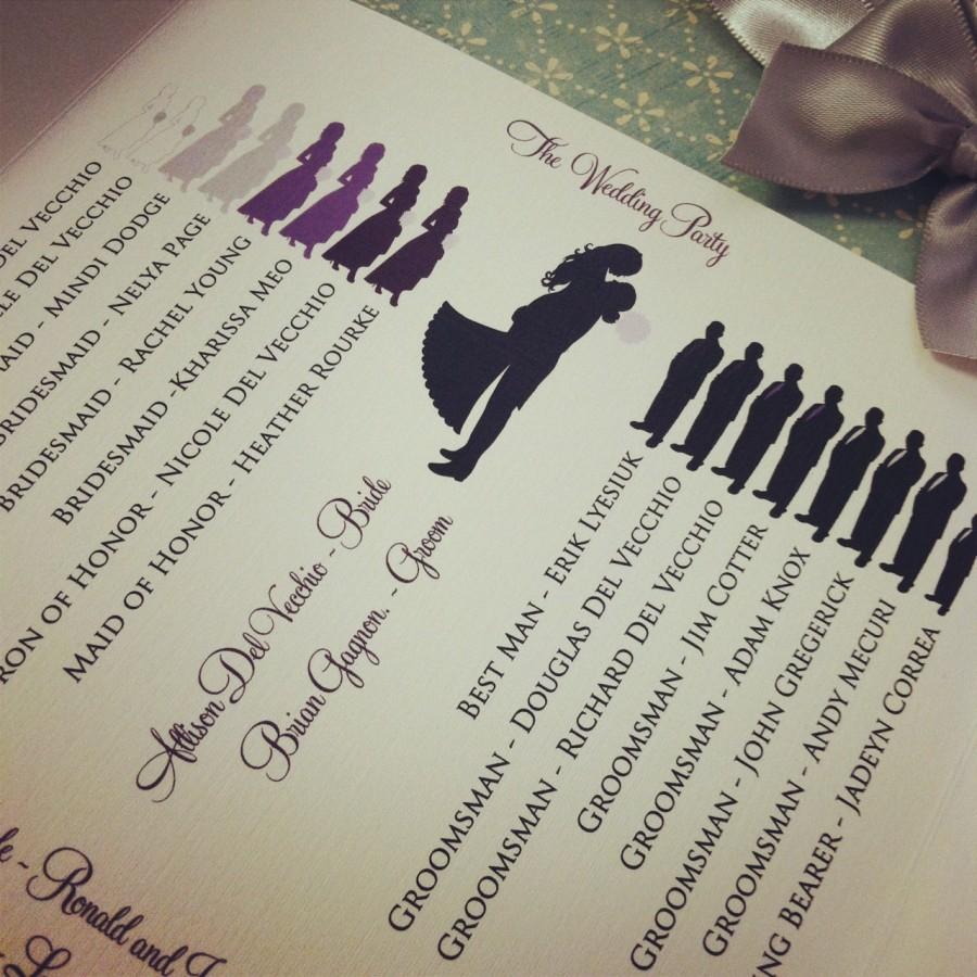 Hochzeit - The ORIGINAL Bridal Party Silhouette Trifold Program - The Lisa