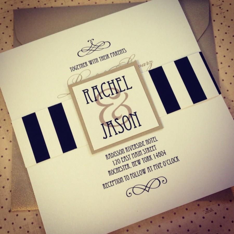 زفاف - Gatsby Striped Art Deco Invitation Suite - "The Rachel"