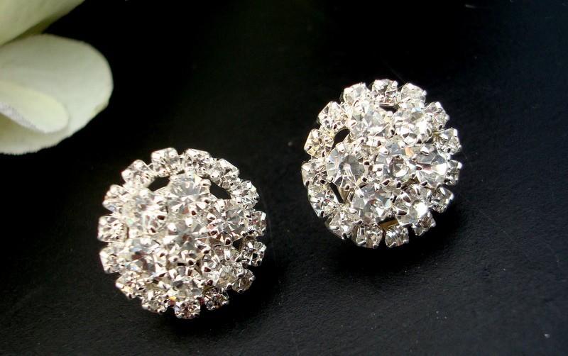 Mariage - Bridal Rhinestone Stud Earrings,Wedding Rhinestone Earrings,Vintage Wedding Bridal Rhinestone Earrings,Stud,Wedding Jewelry BRITNEY