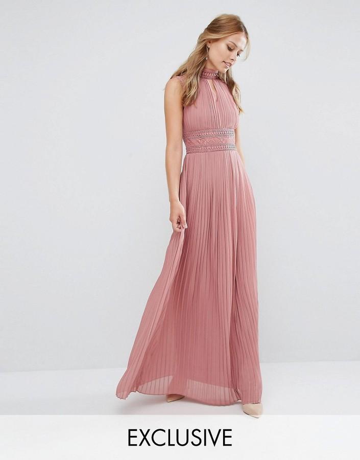 زفاف - TFNC WEDDING Pleated Maxi Dress with Lace Detail