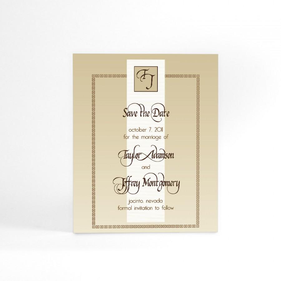 Wedding - Vintage Inspired Art Deco Save the Date Cards feature Your Monogram, Initials at Center and Custom Color Ombre Accent