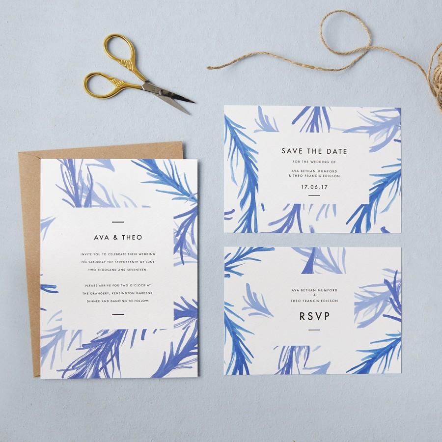Hochzeit - Blue botanical wedding invites