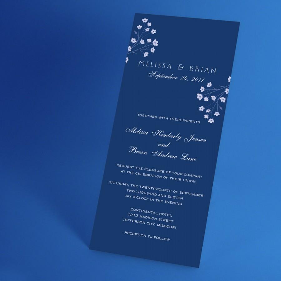 زفاف - Blue and White Wedding Invite with Babys Breath, or Choose Your Custom Color, Minimalist Traditional Invitation Suite Design