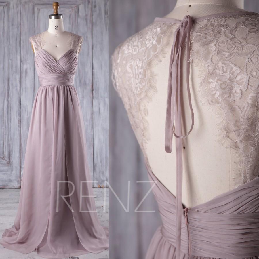 زفاف - 2017 Rose Gray Lace Chiffon Bridesmaid Dress, Sweetheart Wedding Dress, Ruched Bodice Prom Dress, A Line Evening Gown Full Length (L230)