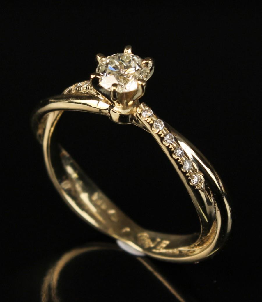 زفاف - Engagement  Diamond Ring-Solitaire diamond ring-14K Yellow Gold Ring-Women Jewelry-promise ring-Anniversary Gift-for her-multistone ring
