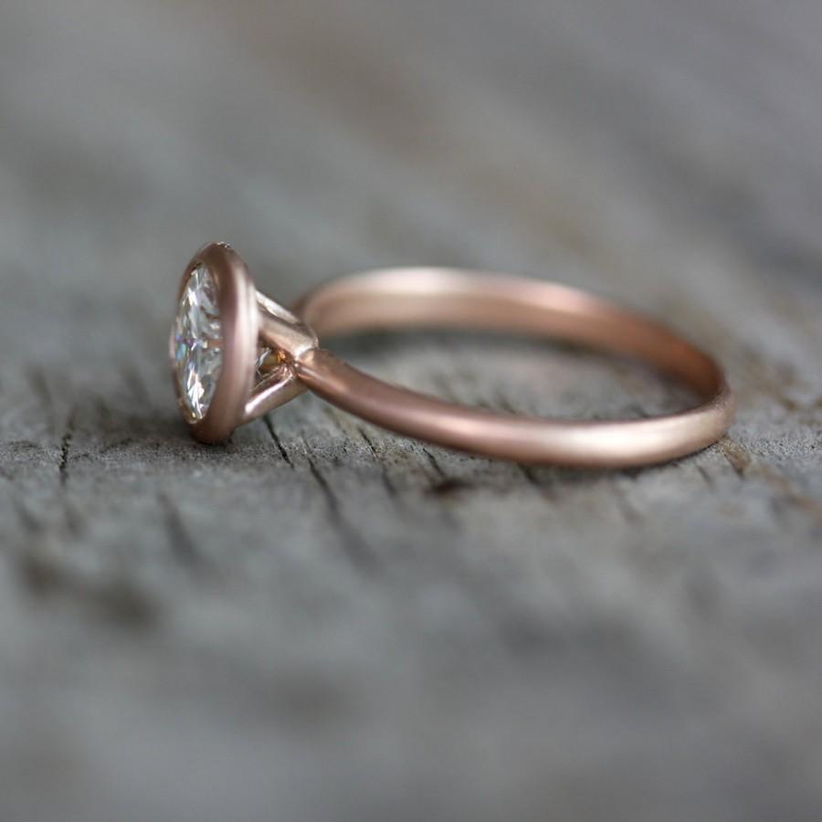 Wedding - Moissanite Ring,  Rose Gold Engagement Ring , Unique 14k Satellite Ring Design for the Modern Bride // Conflict Free Diamond Alternative