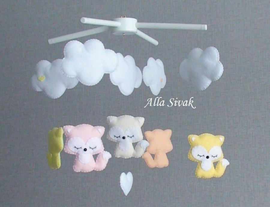 Mariage - Fox Mobile, Forest Fox Mobile, Forest Girl Mobile, Soft Pink Mobile, White Mobile, Soft yellow mobile, Soft coral mobile, Fox Nursery mobile