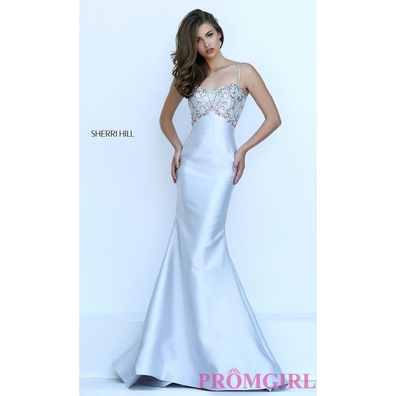 Mariage - Silver Sherri Hill Prom Dress with Sweetheart Neckline - Discount Evening Dresses 