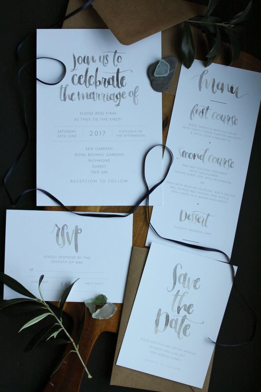 Mariage - Watercolour Calligraphy Wedding Set - Packs of 25 - Invitations