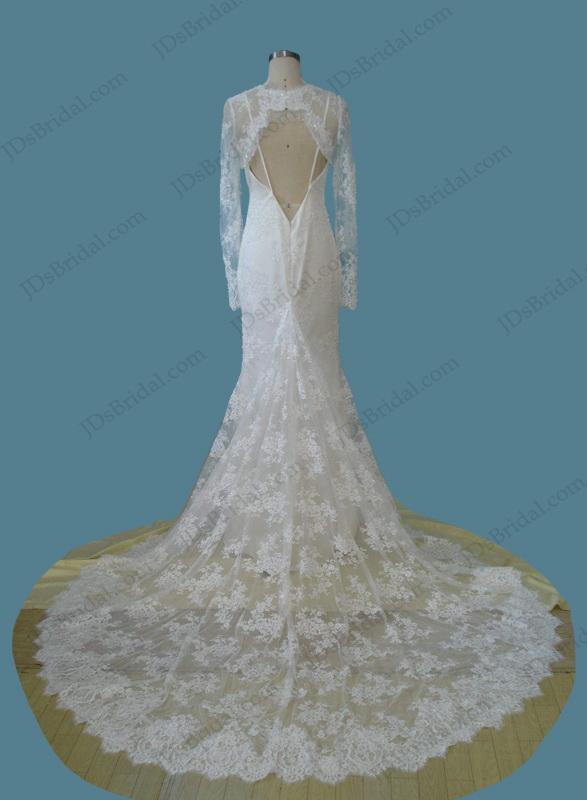 زفاف - Sexy thin straps low back lace mermaid wedding dress