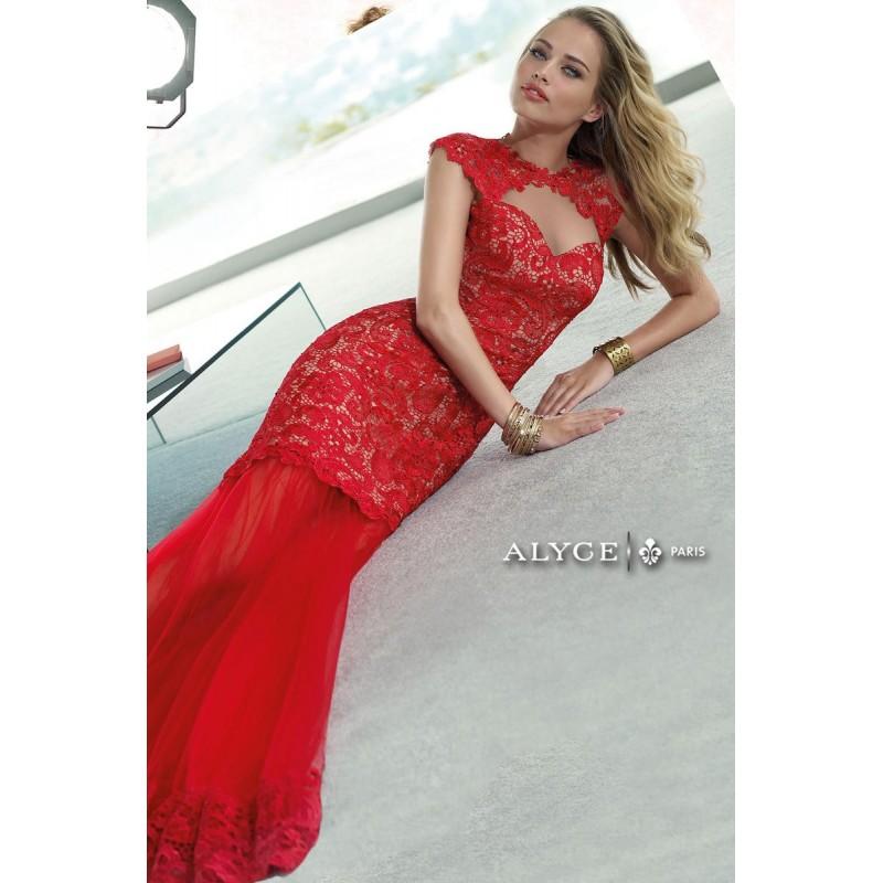 Wedding - Red/Nude Claudine for Alyce Prom 2401 Claudine for Alyce Paris - Top Design Dress Online Shop