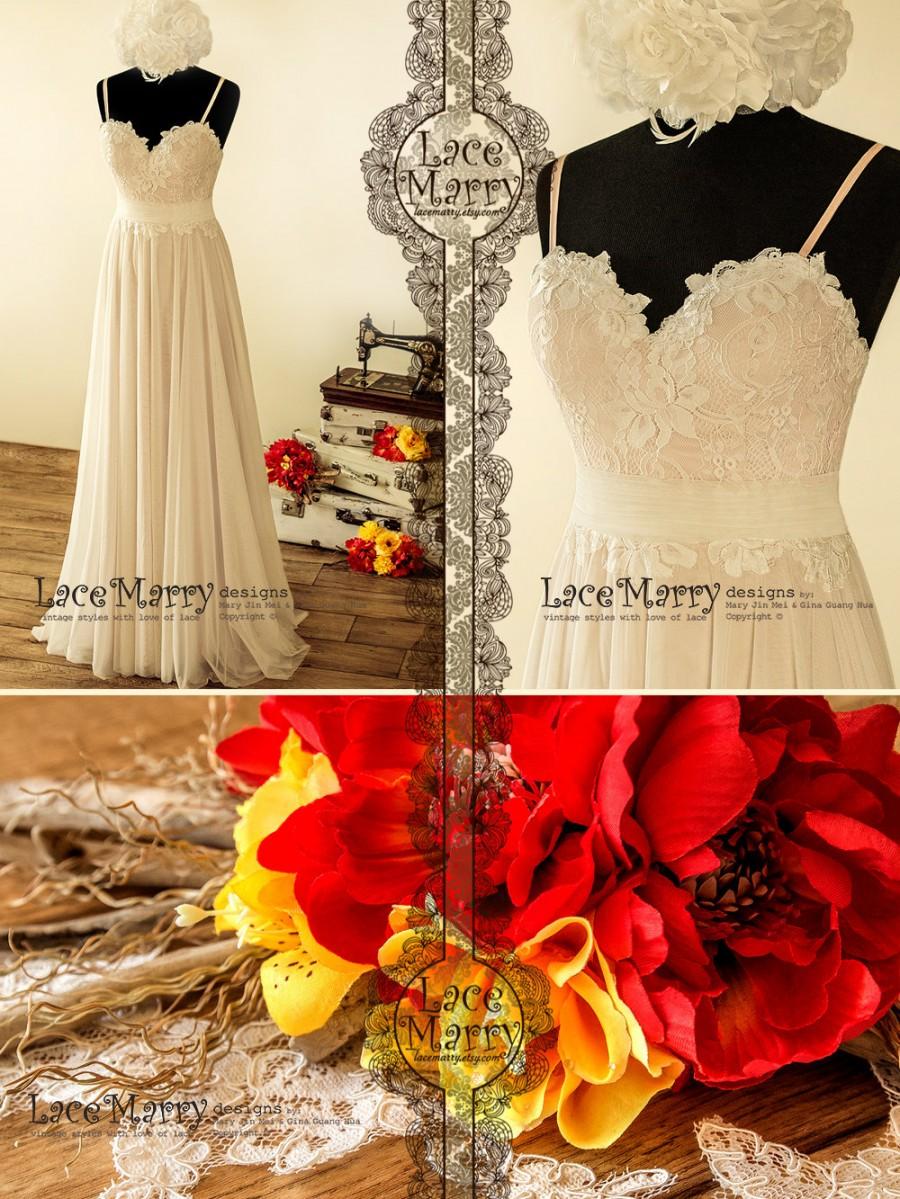 Свадьба - Rose Gold Beach Wedding Dress with Sweetheart Neckline and Tulle Skirt